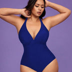 Damen eleganter Badeanzug mit tiefem V-Ausschnitt und figurformendem Schnitt R&B