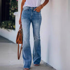 Damen Flared Jeans mit hohem Bund und lässigem Design