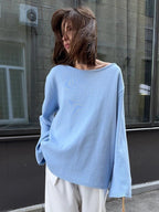 Damen Lässiger Strickpullover mit weitem Schnitt R&B