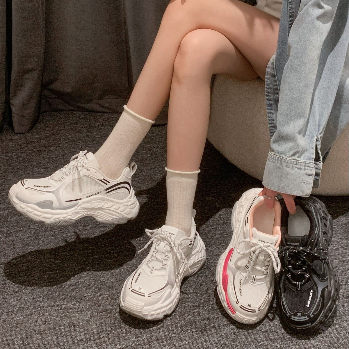 Damen sportliche Sneaker mit atmungsaktiver Mesh-Oberfläche und dämpfender Sohle R&B