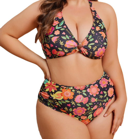 Damen Hoch tailliertes Bikini-Set mit floralem Muster R&B