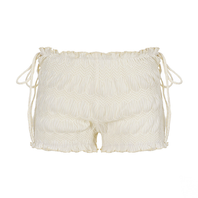 Damen luftige Shorts mit elastischem Bund und Bindeakzenten R&B