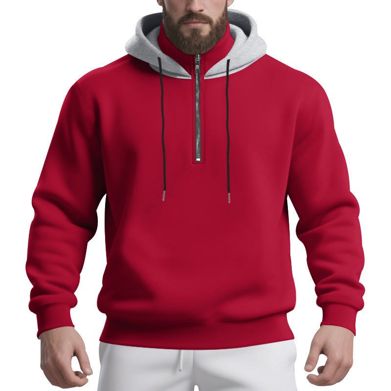 Herren sportlicher Kapuzenpullover mit halbem Reißverschluss und atmungsaktivem Stoff R&B
