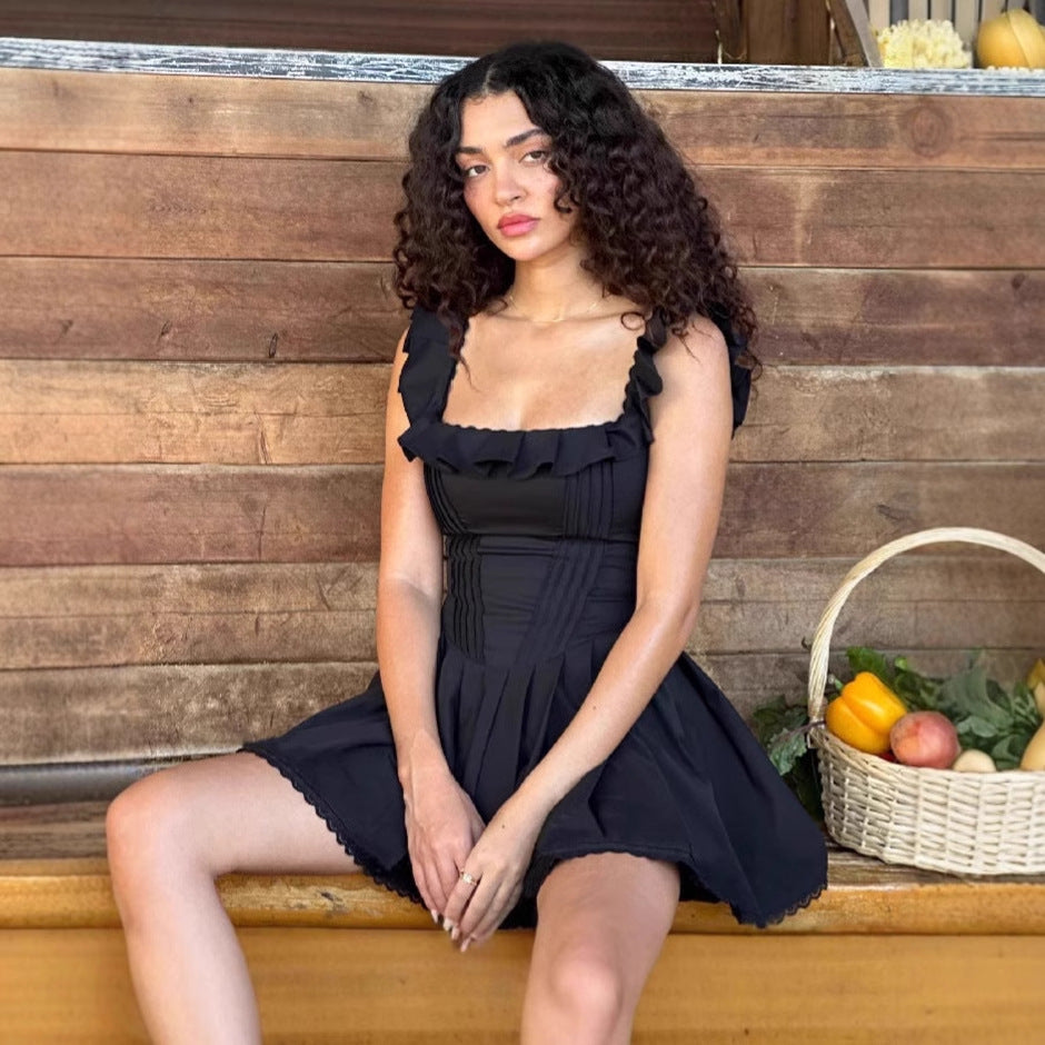 Damen Fließendes Minikleid mit Rüschendetails und figurschmeichelndem Schnitt R&B
