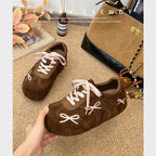Damen modische Freizeit-Sneaker mit verspieltem Schleifen-Design und weichem Obermaterial R&B