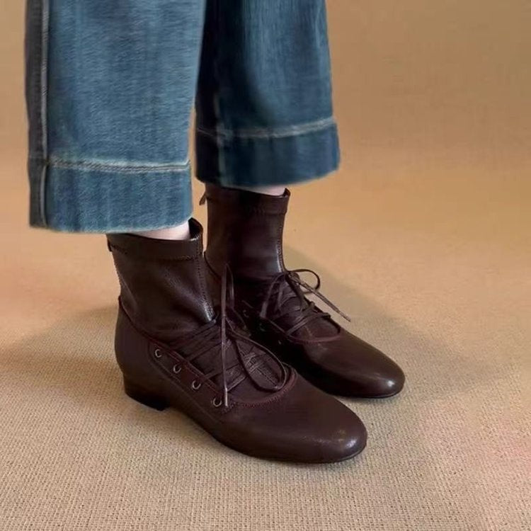 Damen elegante Schnürstiefel mit praktischer Reißverschlussöffnung R&B