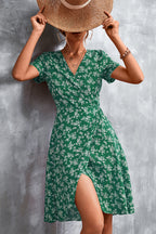 Damen Wickelkleid mit floralem Muster und seitlichem Schlitz R&B