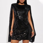 Damen Festliches Paillettenkleid mit capa-ähnlichem Design und elegantem Schnitt R&B