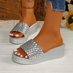 Damen Wedge-Sandalen mit geflochtenem Riemen und ergonomischer Sohle R&B