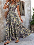 Damen Maxikleid mit eleganter V-Form und fliessendem Rock R&B