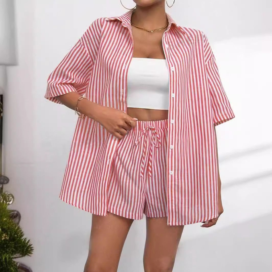 Damen lässiges Hemd und Shorts Set R&B