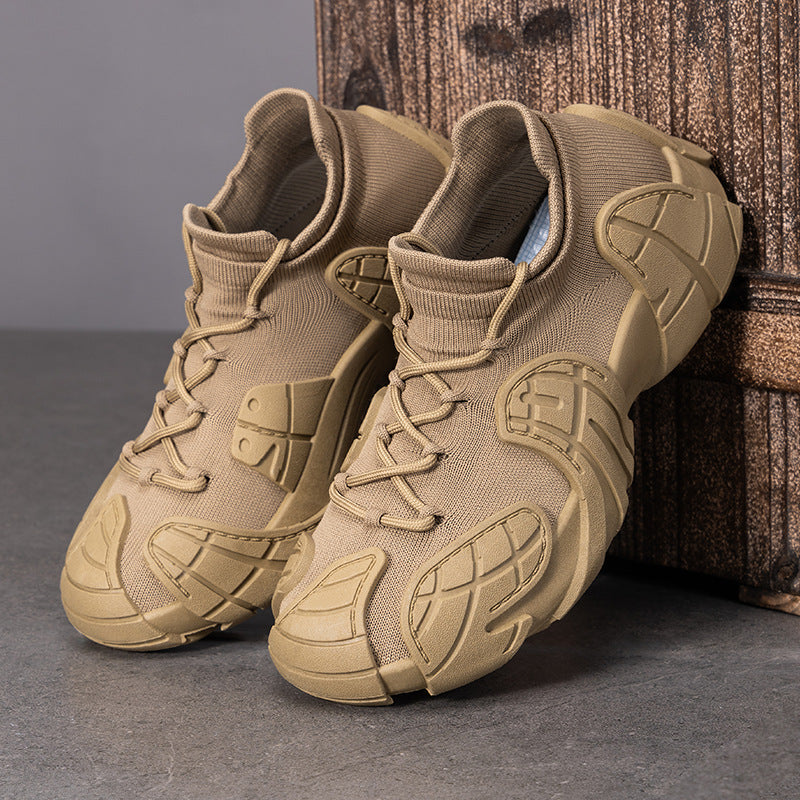Herren nan robuster taktischer Sneaker mit nahtlosem Strickschaft, stoßdämpfender EVA-Zwischensohle und profiliertem Schutzoverlay R&B