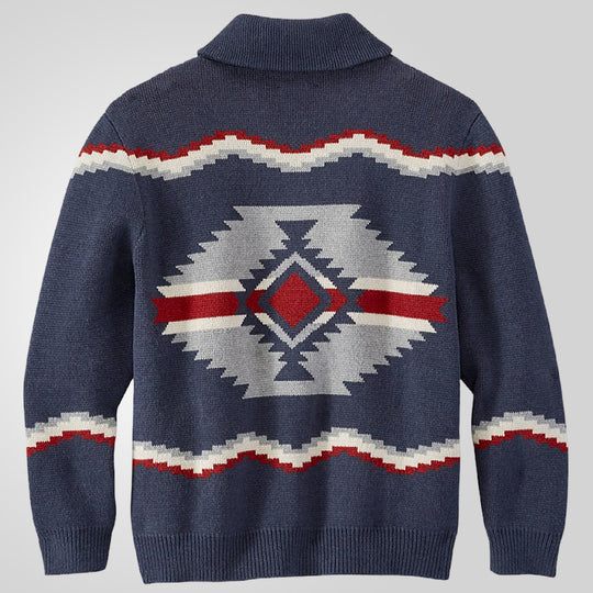 Herren Strickjacke im modernen Ethno-Design mit praktischen Knöpfen R&B