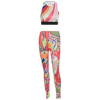 Damen Sportliches Zweiteiler-Set mit kreativem Muster und figurformendem Schnitt R&B