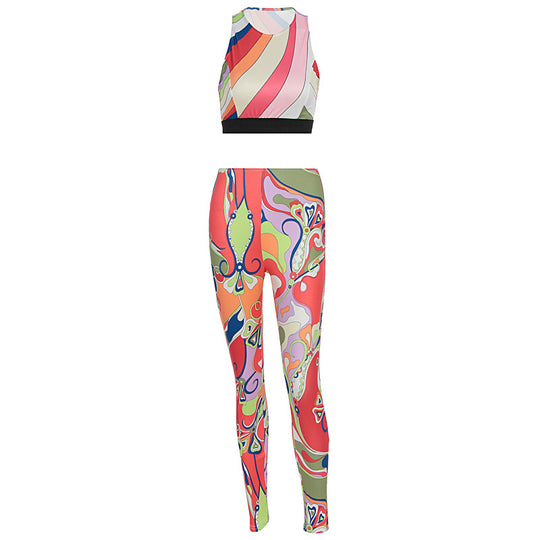 Damen Sportliches Zweiteiler-Set mit kreativem Muster und figurformendem Schnitt R&B