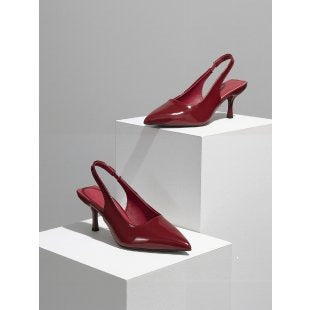 Damen Slingback-Pumps mit elegantem spitzem Zehenbereich und glänzender Oberfläche R&B