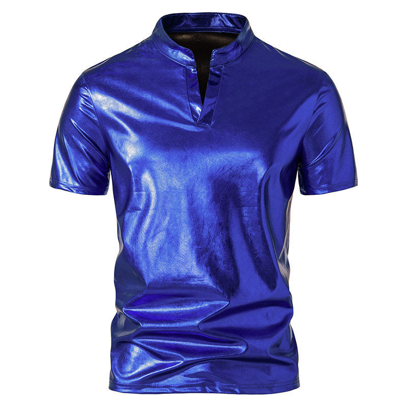Herren Hochglänzendes Poloshirt mit modernem Stehkragen R&B
