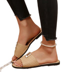 Damen Komfortable Slides mit modischem Riemen und eleganter Schnallenverzierung R&B