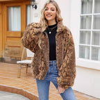 Damen Kuschelige Kunstpelzjacke im Schlangenlook R&B