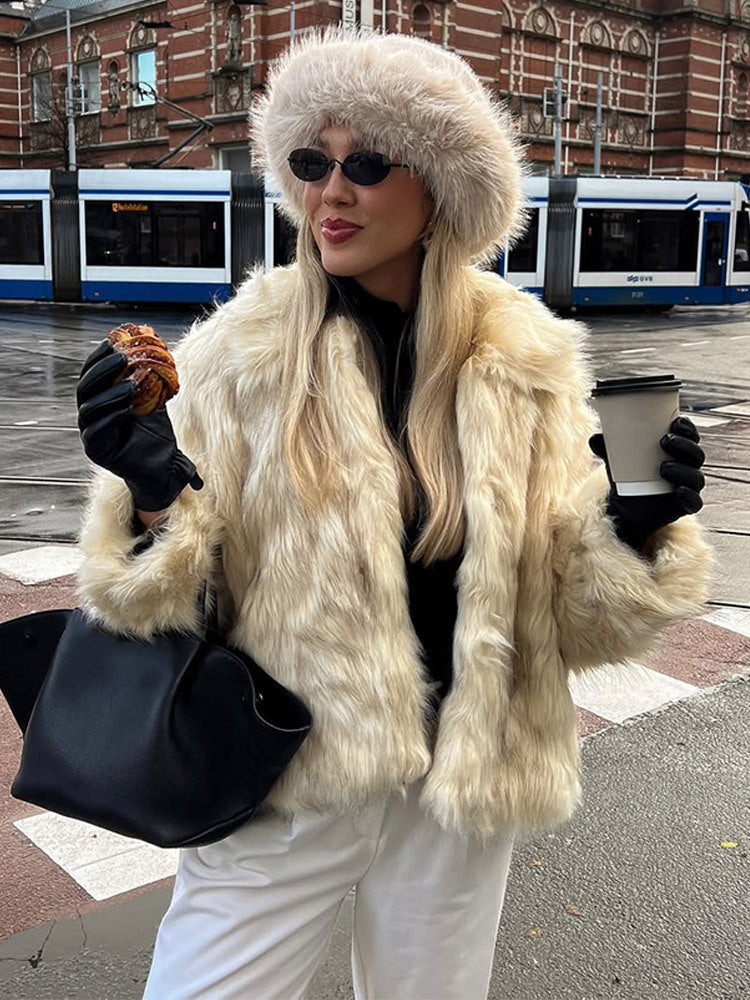 Damen Kunstfelljacke mit luxuriösem Kragen und elegantem Schnitt R&B