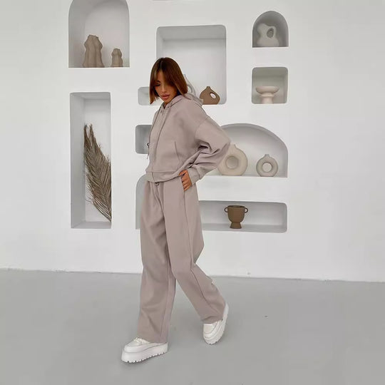 Damen lässige Kapuzenjacke mit Reißverschluss und elastischem Bund R&B