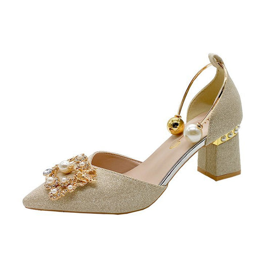 Damen elegante Slingback-Pumps mit luxuriösem Perlenschmuck R&B