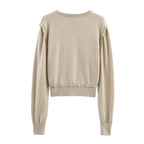 Damen modischer Kurzpullover mit Knopfdetails R&B