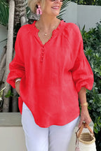 Damen luftige Bluse mit Smock-Ärmeln R&B