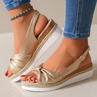 Damen Wedge-Sandaletten mit elegantem Knoten-Design R&B