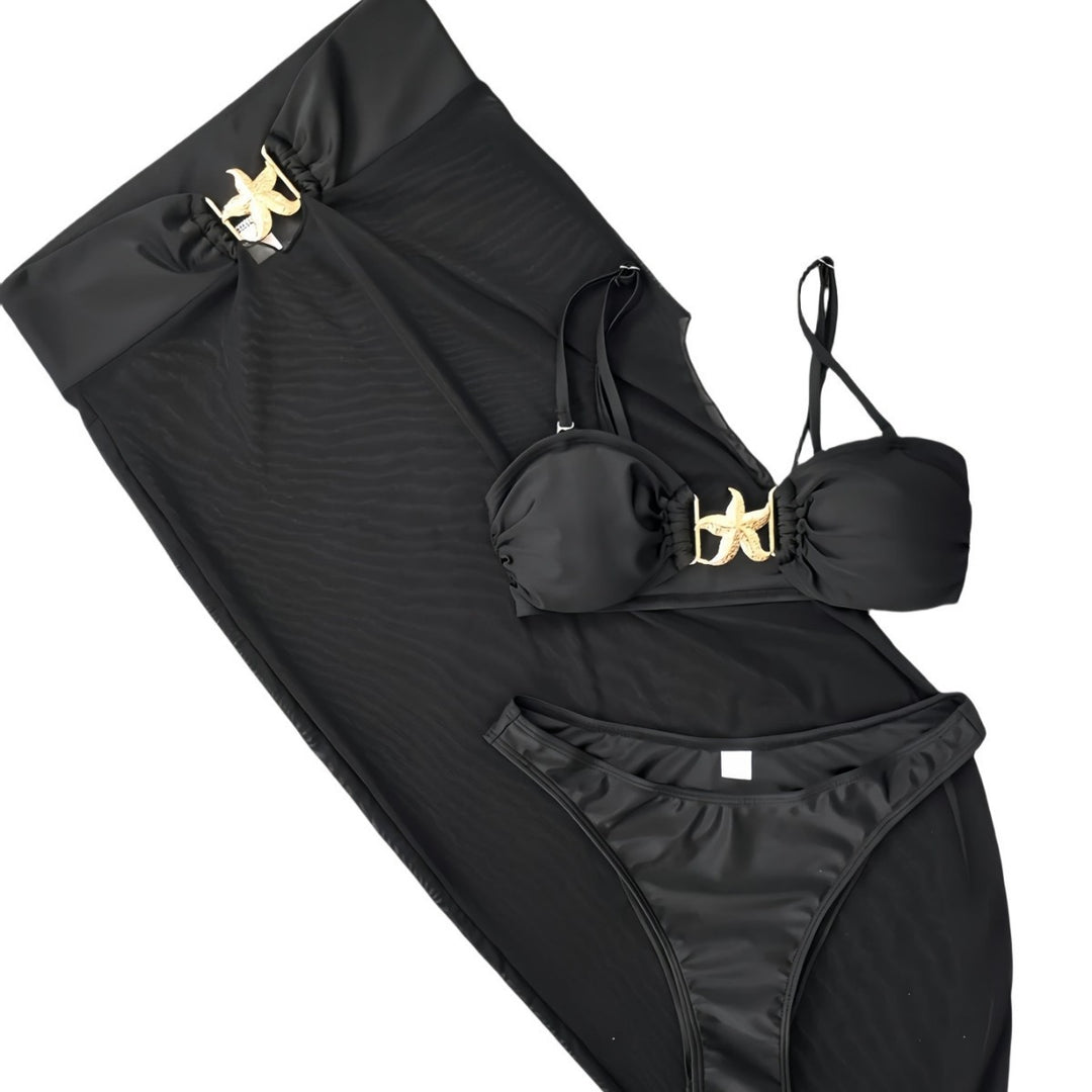 Damen Bandeau-Bikini mit eleganten Schnürdetails und hohem Beinausschnitt R&B