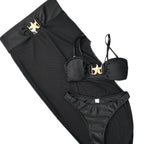 Damen Bandeau-Bikini mit eleganten Schnürdetails und hohem Beinausschnitt R&B