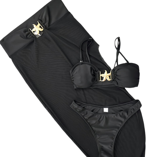 Damen Bandeau-Bikini mit eleganten Schnürdetails und hohem Beinausschnitt R&B