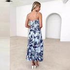 Damen Maxikleid mit fließendem Schnitt und modernem grafischem Muster R&B