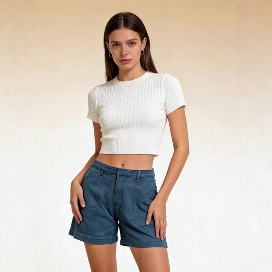 Damen lässige Sommer-Shorts mit seitlichen Taschen und komfortablem Schnitt R&B