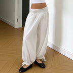Damen weite Baumwollhose mit elastischem Bund und verstellbaren BindR&Bändern R&B