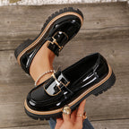 Damen modische Loafers mit stabiler Profilsohle und stilvollem Schnallendesign R&B