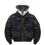 Herren Bomberjacke mit abnehmbarer Kapuze und praktischen Taschen R&B