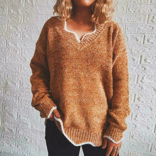 R&B | Pullover - Damen Herbst Einfarbiger Lässiger Pullover
