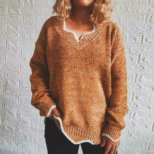 R&B | Pullover - Damen Herbst Einfarbiger Lässiger Pullover