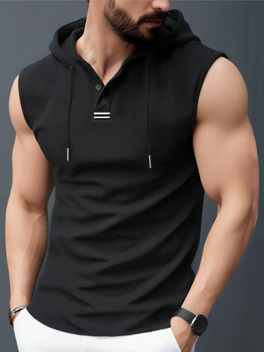 Herren ärmelloses Hoodie-Shirt mit strukturierter Oberfläche R&B