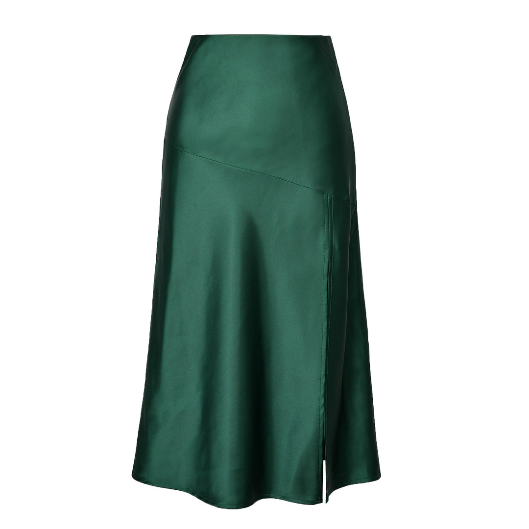 Damen eleganter Midirock aus satinierter Viskose R&B