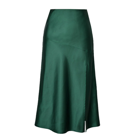 Damen eleganter Midirock aus satinierter Viskose R&B