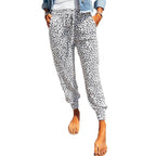 Damen elegante Freizeit-Hose mit elastischem Bund und tierischem Muster