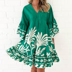 Damen Freizeitkleid mit voluminösen Ärmeln und floralem Druck R&B