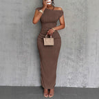Damen Maxi-Kleid mit asymmetrischem Schnitt und elegantem Plissee R&B