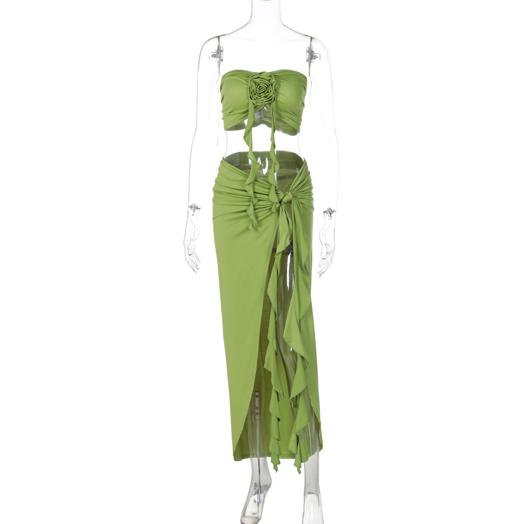 Damen Borten Maxikleid mit asymmetrischem Saum R&B