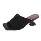 Damen Offene Mules mit bequemem Blockabsatz EB