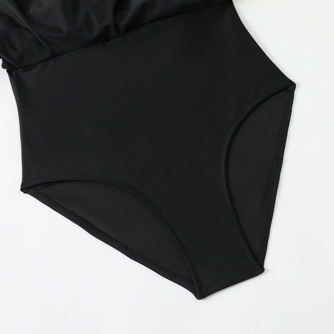 Damen Strandkleid mit leichtem V-Ausschnitt und voluminösen Rüschendetails R&B