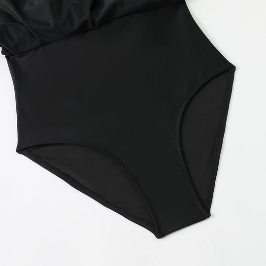 Damen Strandkleid mit leichtem V-Ausschnitt und voluminösen Rüschendetails R&B