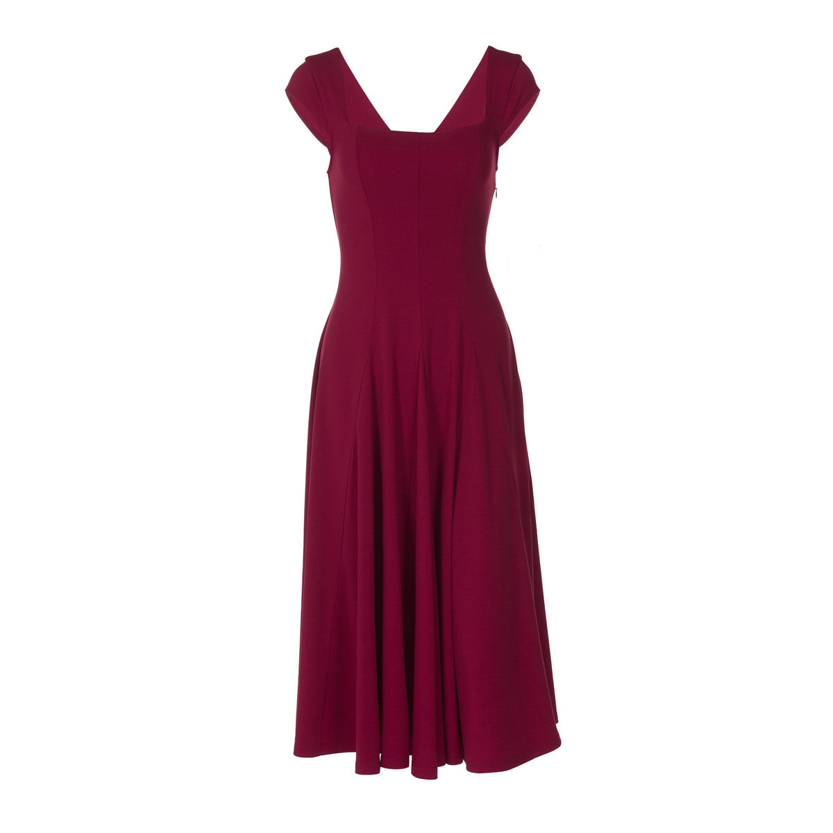 Damen Elegantes Maxikleid mit quadratischem Ausschnitt und fließendem Rock R&B